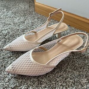 Chic Cream Mesh Slingback Heels
